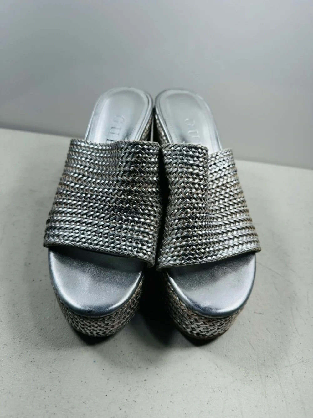 Guess Yenisa Espadrille Platform Wedge Sandal (Women's) - Silver - Sz 7
